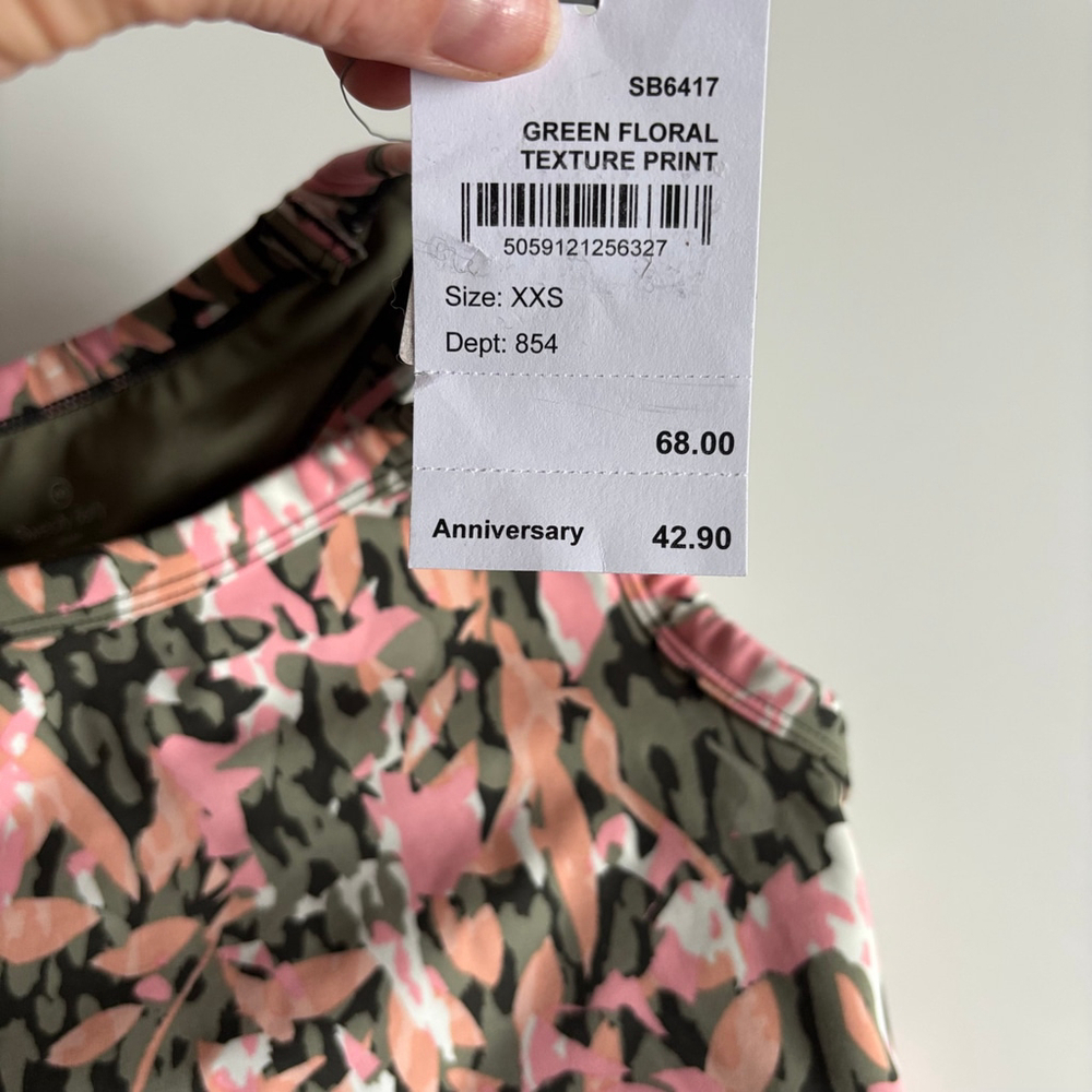 NWT Women's Sweaty Betty Sports Bra XXS Pink Green Floral Texture Print - Picture 3 of 4